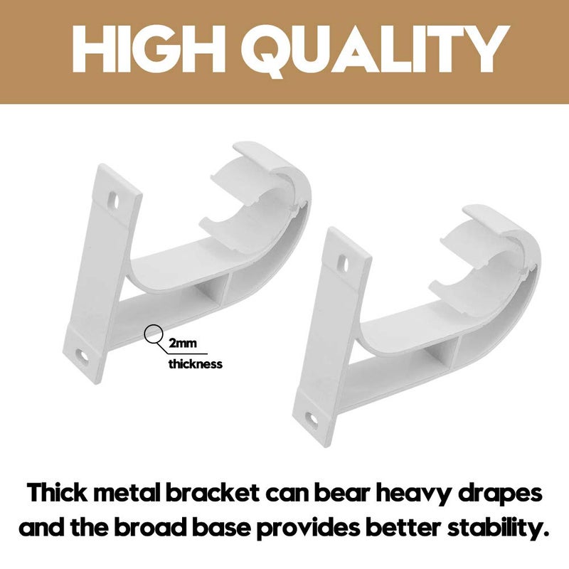 AddGrace Ceiling Curtain Rod Bracket, Heavy Duty Curtain Rod Holder with Plastic Buckle, Aluminum Alloy, Window Hardware Fit up to 1-2/16 Inch, Set of 4, Screw Included (White) - Image 4